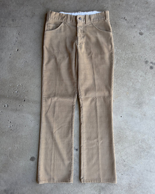 Vintage 1970s Faded Tan Corduroy Flared Snap Pants  - Shop ThreadCount Vintage Co.
